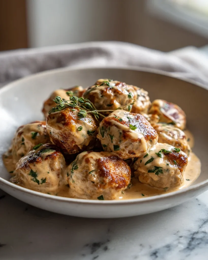 Creamy Garlic Turkey Meatballs