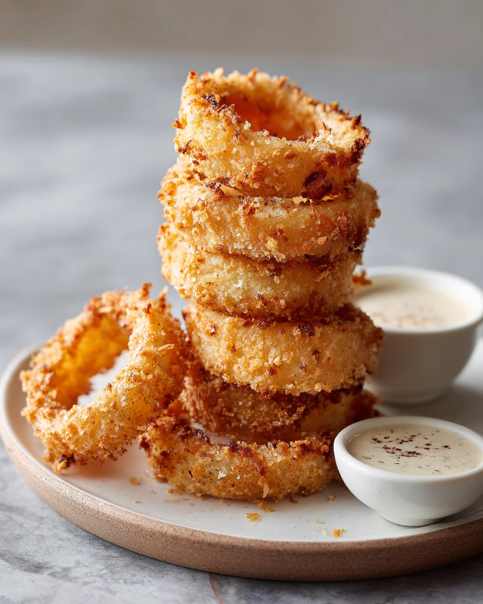 Crispy Onion Ring Tower with Dipping Trio