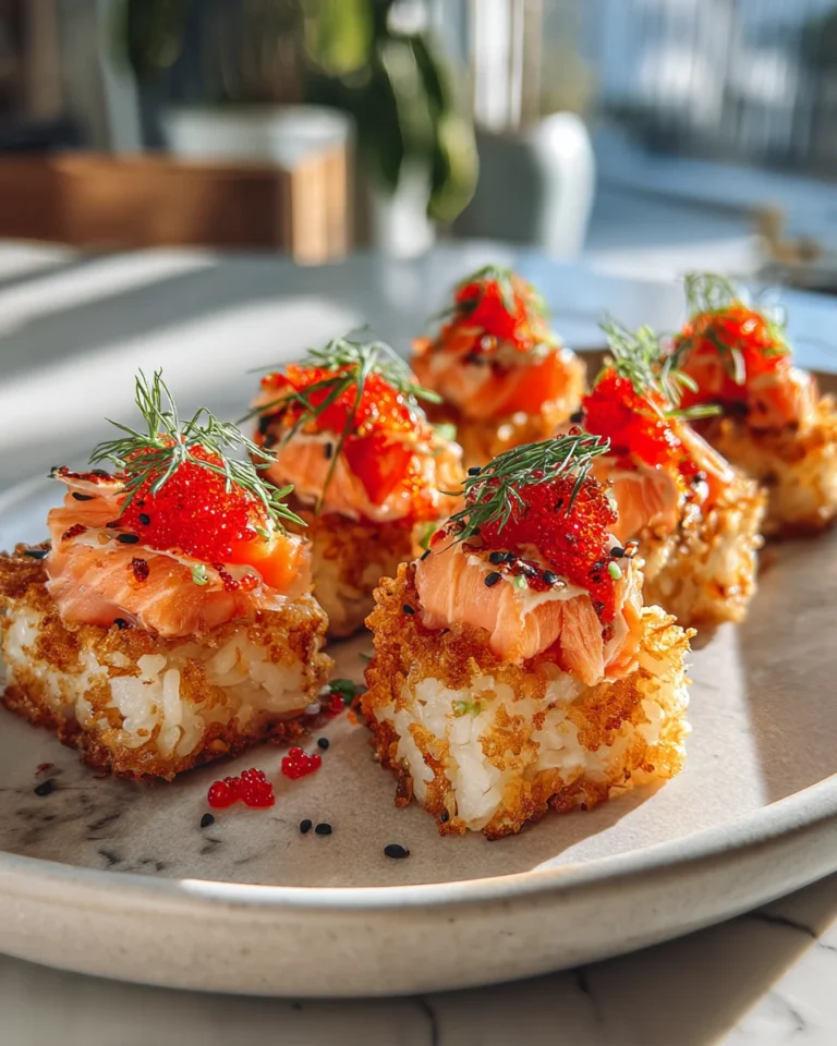Crispy Rice Sushi Bites with Spicy Salmon