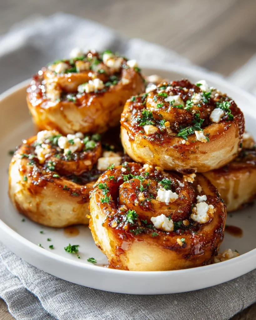 Feta Rolls with Spicy Chili Honey
