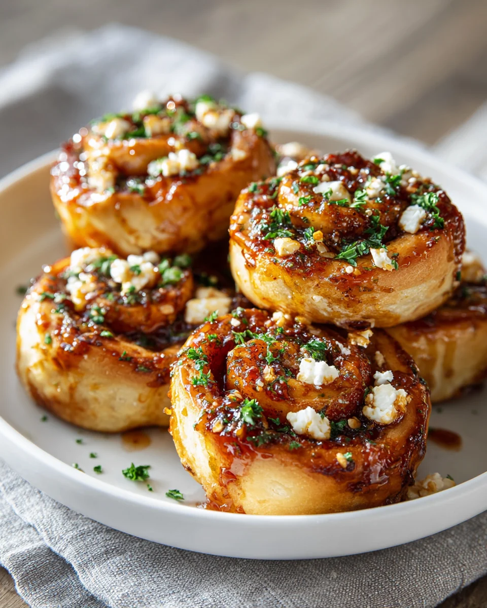 Feta Rolls with Spicy Chili Honey