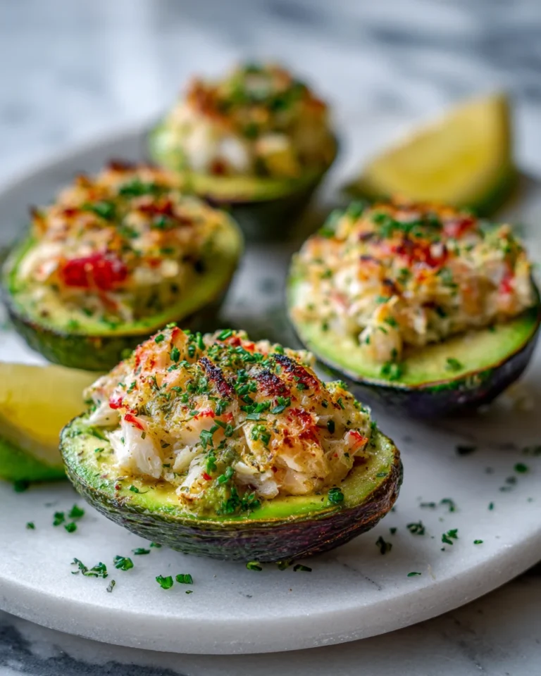 Garlic Butter Crab Stuffed Avocados