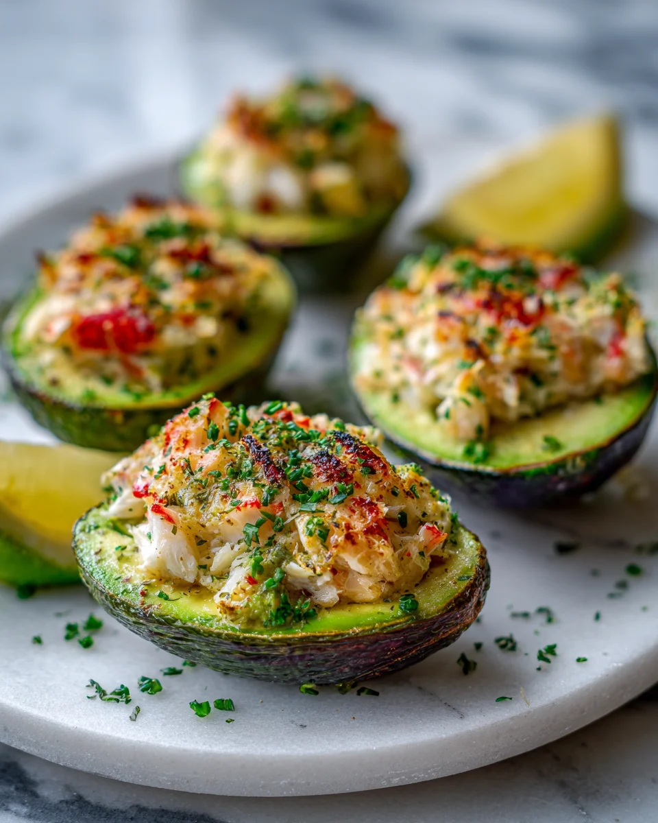 Garlic Butter Crab Stuffed Avocados