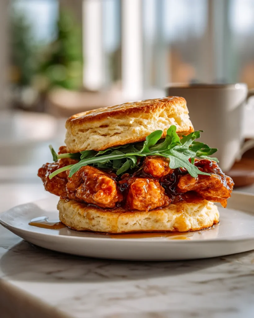 Hot Honey Chicken Biscuit Sandwich
