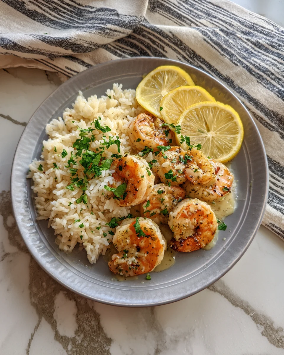 Lemon Butter Shrimp with Garlic Rice