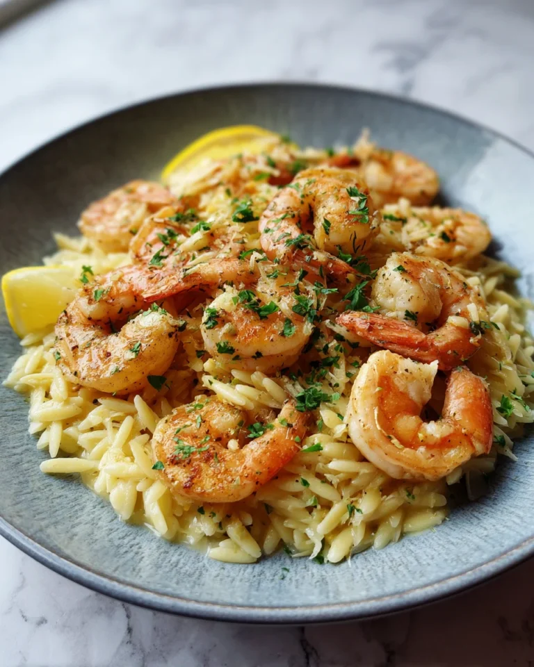 Lemon Garlic Shrimp with Parmesan Orzo