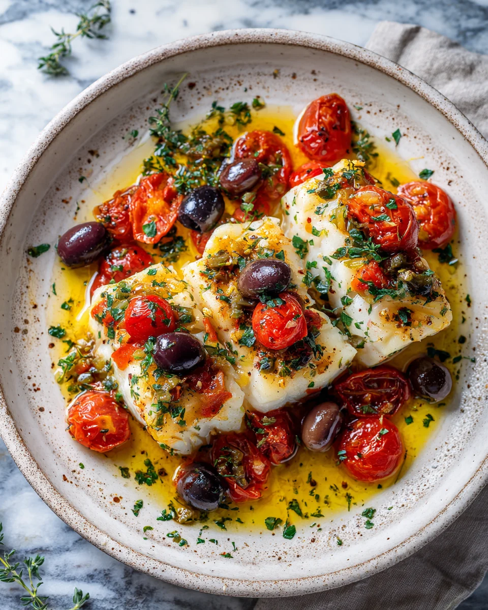 Mediterranean Baked Cod with Olives and Tomatoes