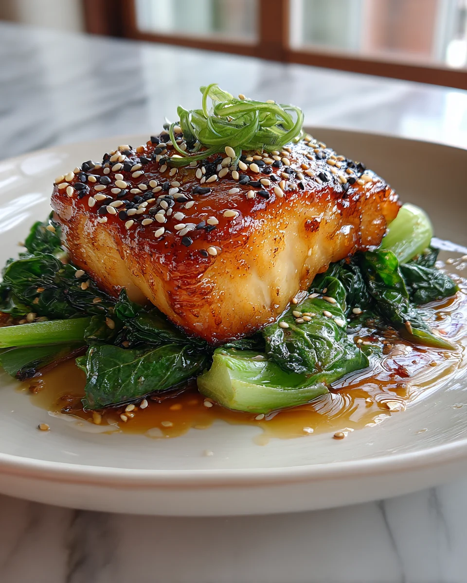 Miso Glazed Black Cod with Sesame Greens
