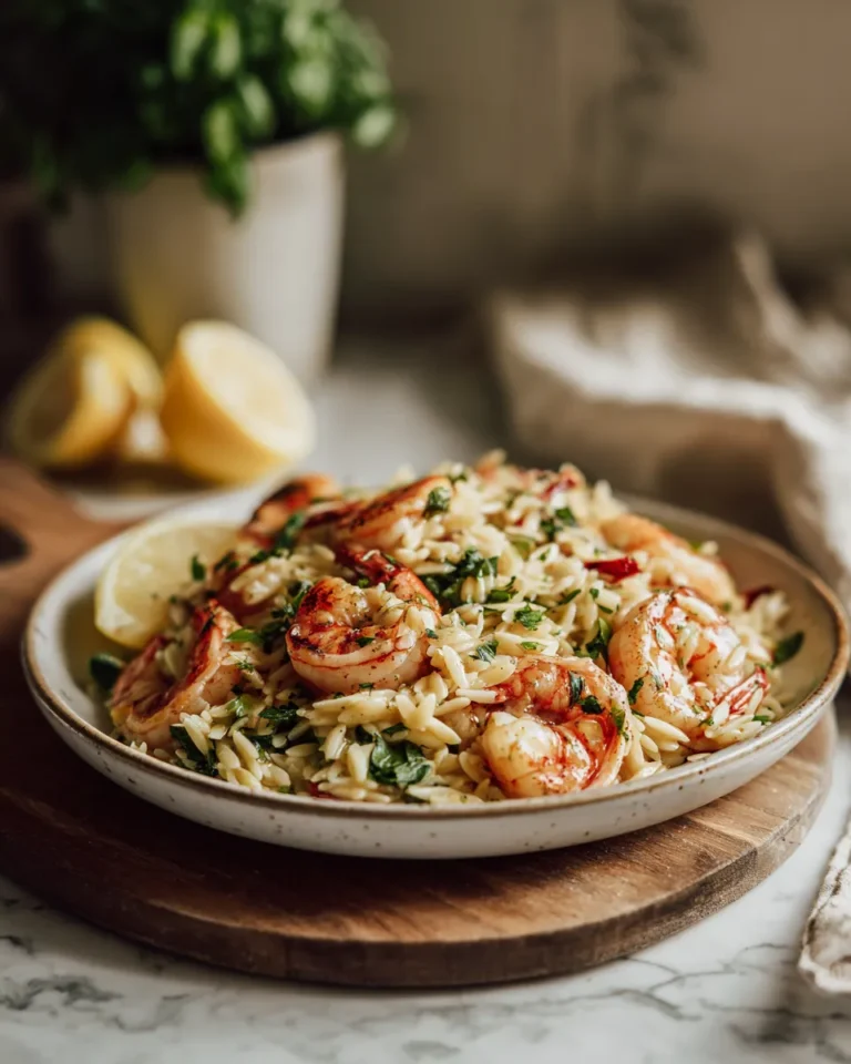 Photo of featured for Deliciously Tangy Shrimp Orzo Lemon Garlic Recipe