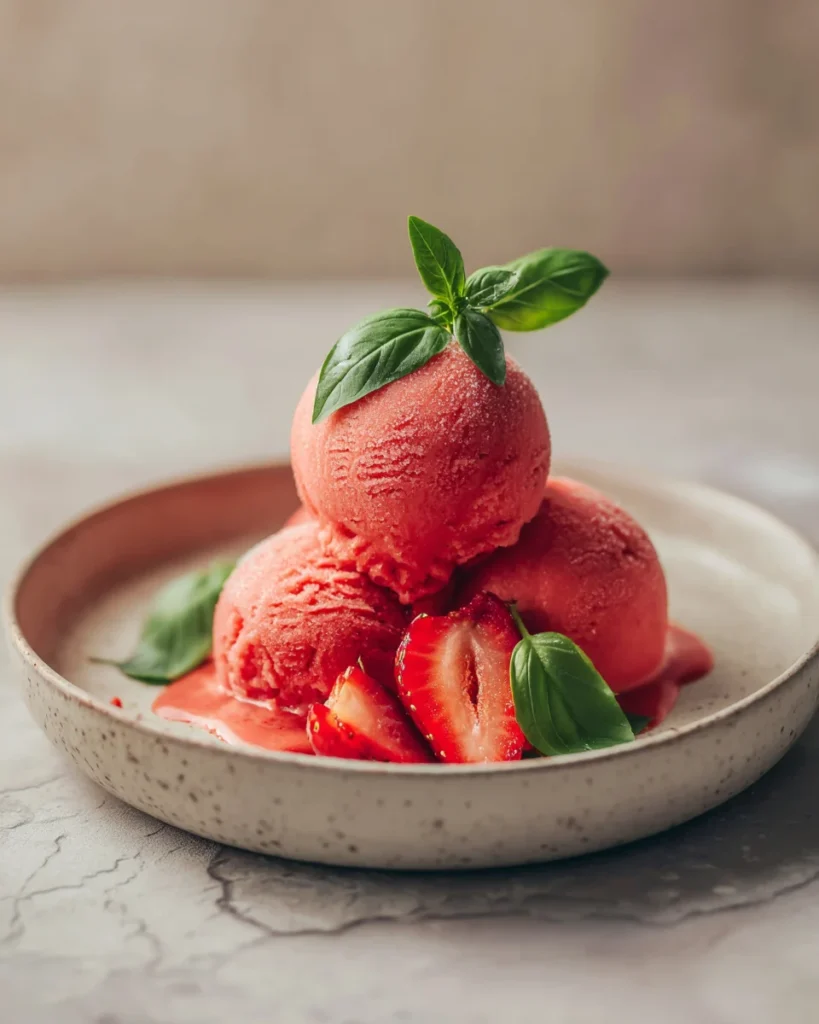 Strawberry Basil Sorbet
