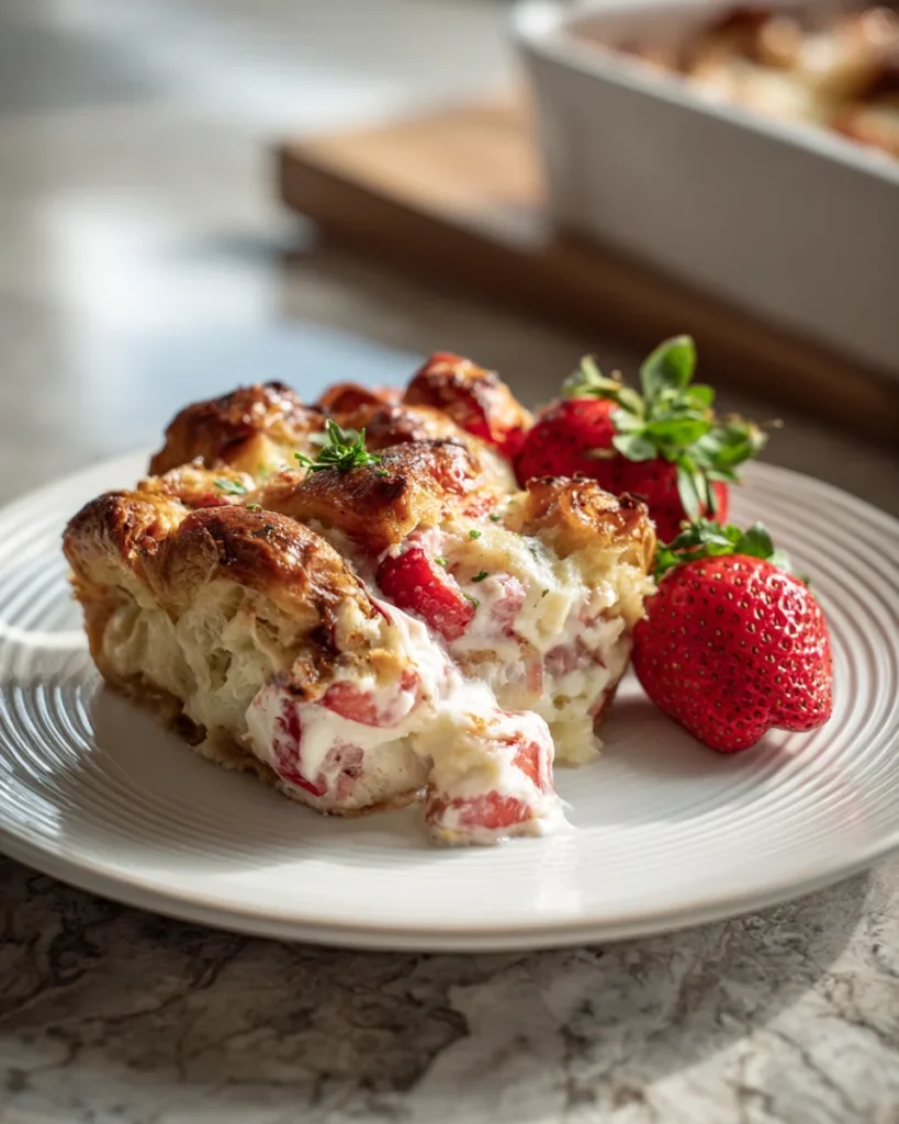Strawberry Cream Cheese Croissant Bake