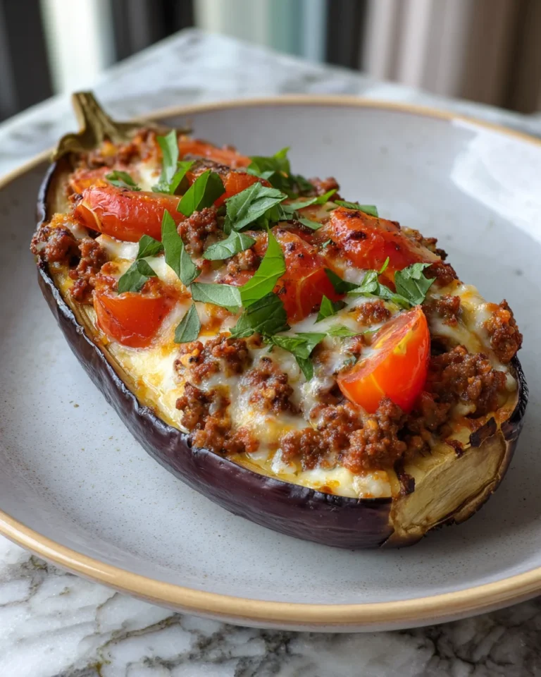 Stuffed Eggplant with Ground Beef