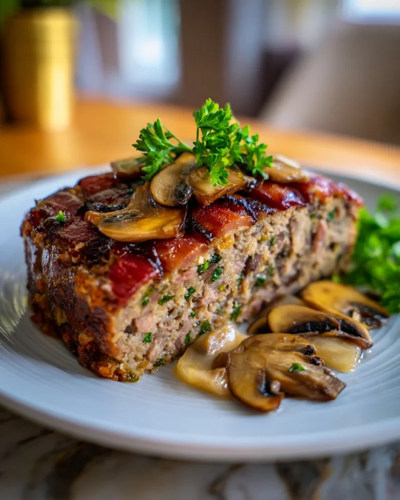 Swiss Bacon Mushroom Meatloaf