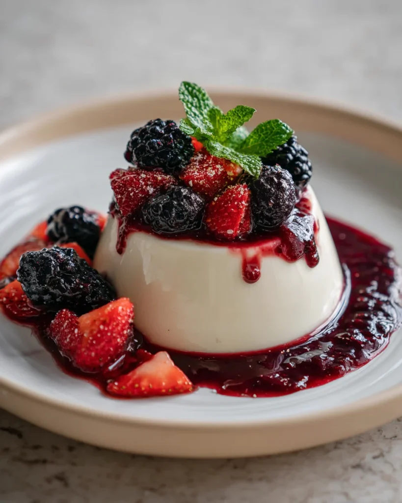 Vanilla Bean Panna Cotta with Berry Sauce