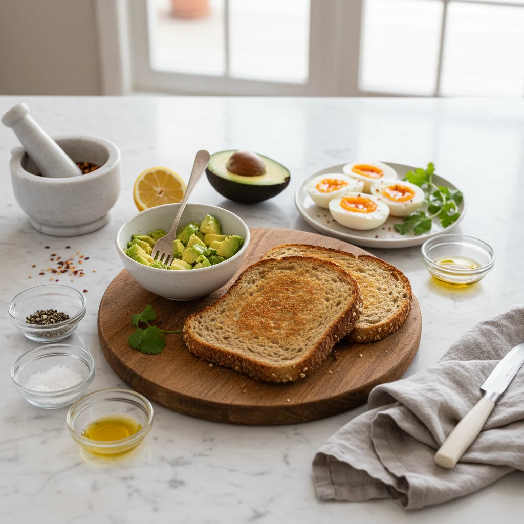 Avocado Egg Toast on Whole Grain Bread