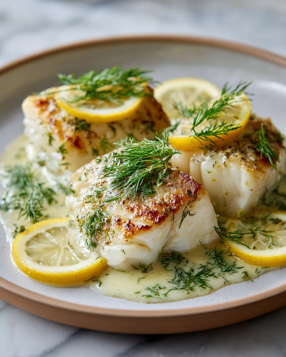 Baked Cod with Lemon-Dill Sauce