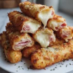 Baked Ham and Cheese Mozzarella Sticks