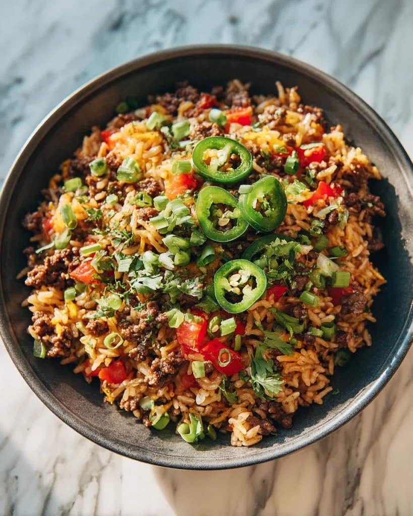 Beef Taco Rice Bowl Skillet
