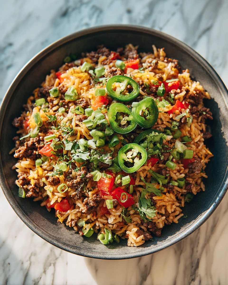 Beef Taco Rice Bowl Skillet