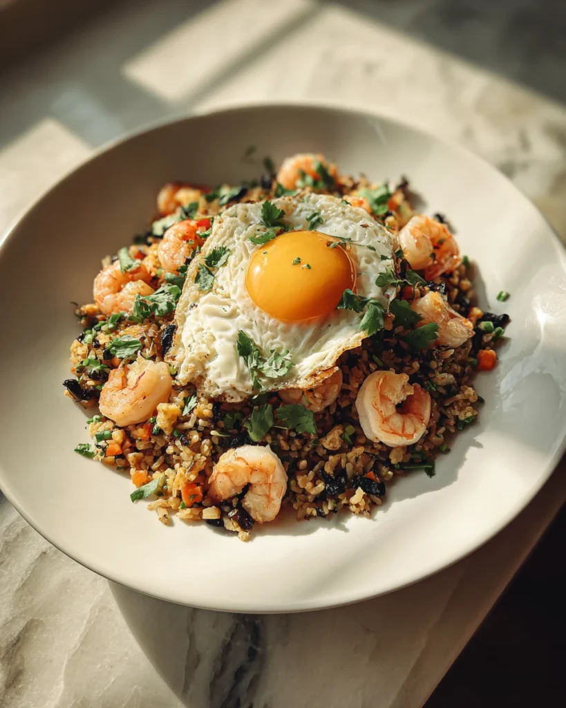 Black Garlic Shrimp Fried Rice