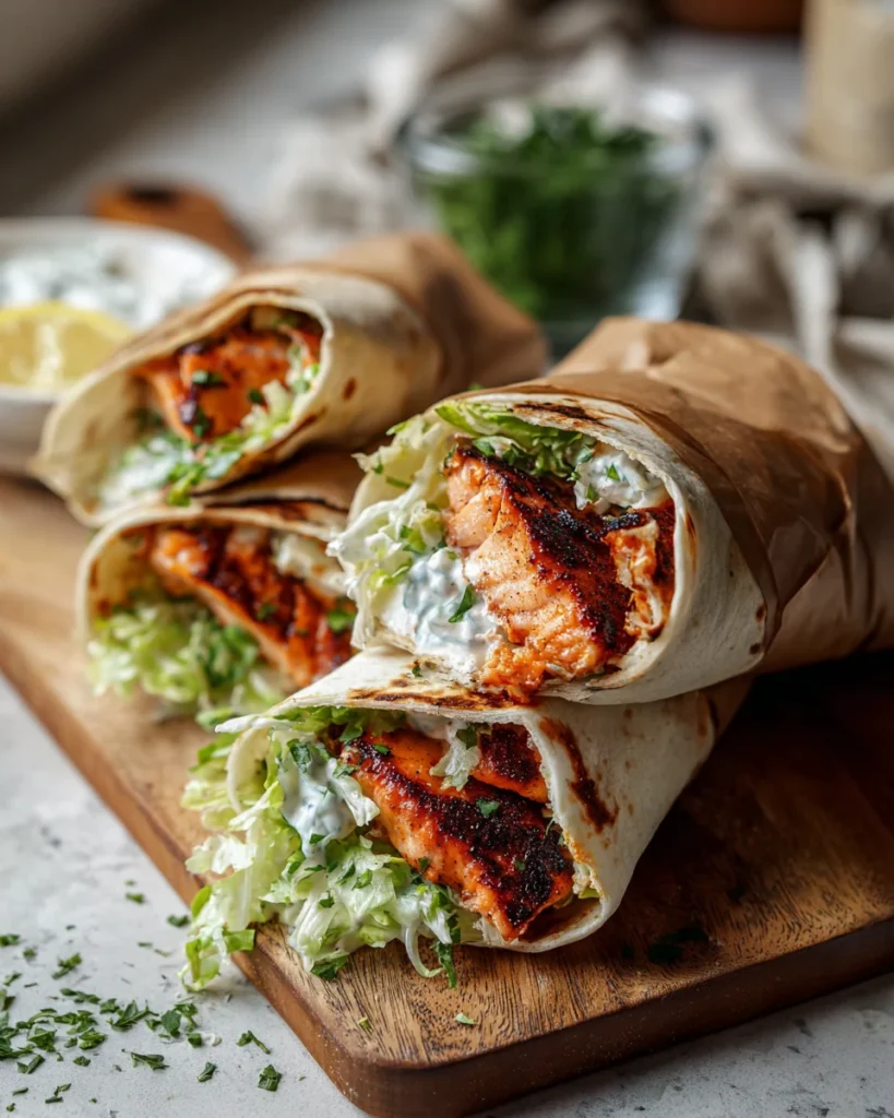 Blackened Salmon Caesar Wraps