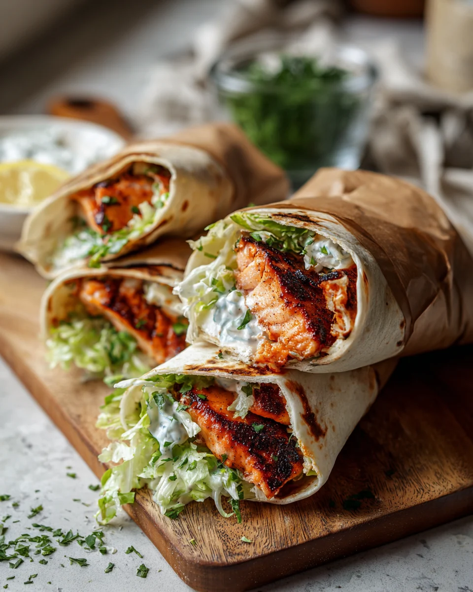 Blackened Salmon Caesar Wraps