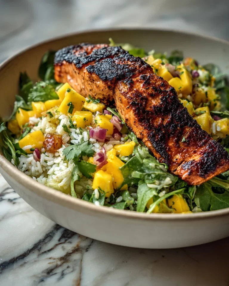 Blackened Salmon Mango Rice Salad