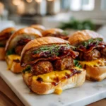 Bourbon BBQ Bacon Cheeseburger Meatball Subs