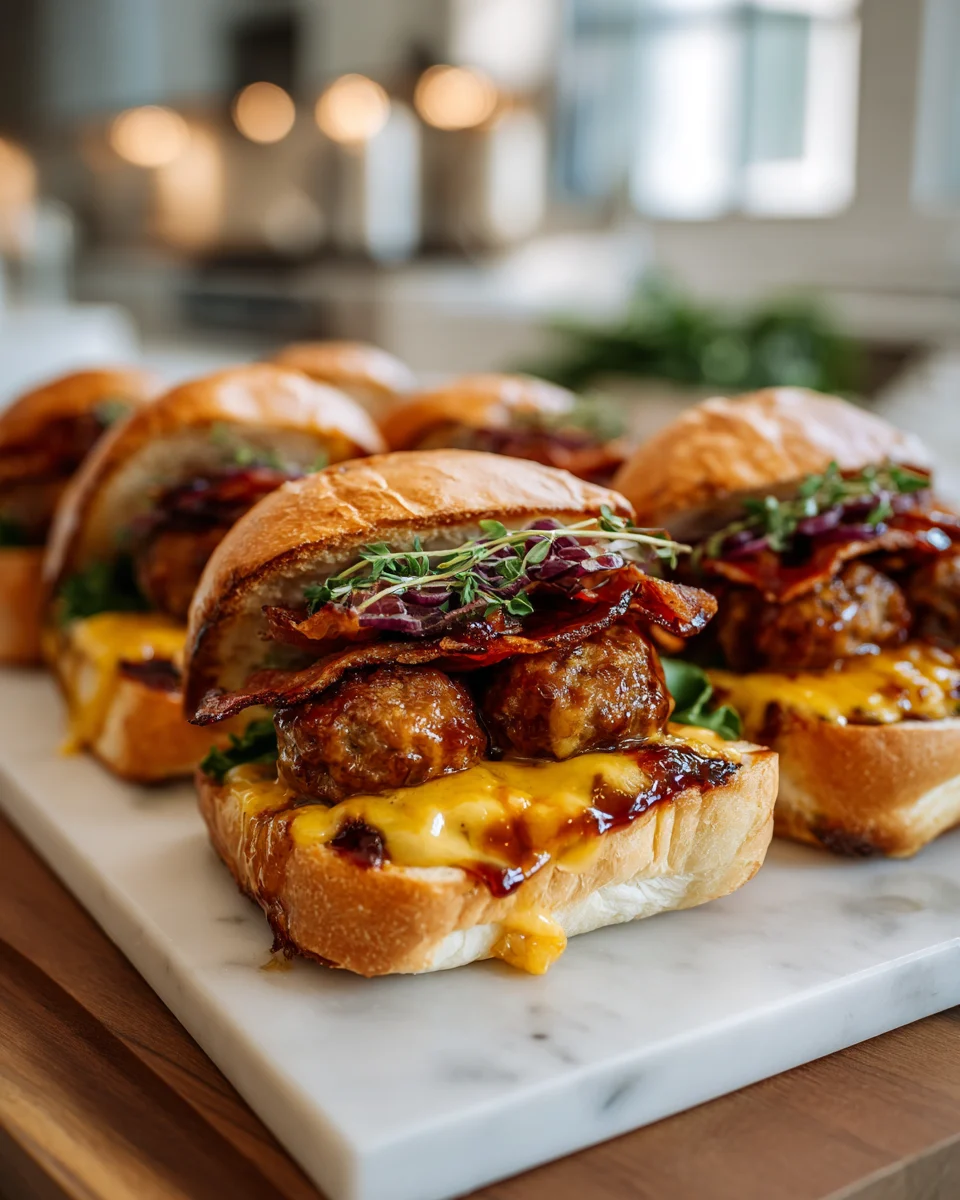 Bourbon BBQ Bacon Cheeseburger Meatball Subs