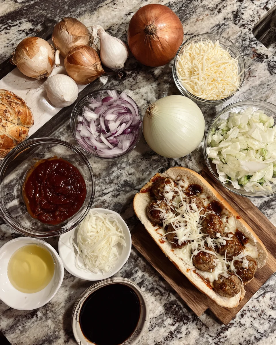 Bourbon BBQ Bacon Cheeseburger Meatball Subs