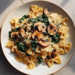 Bow Tie Pasta with Spinach and Mushrooms