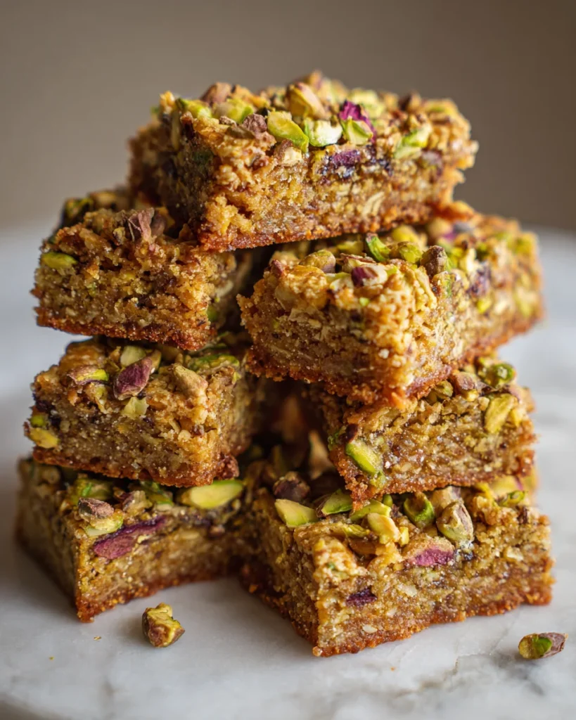 Brown Butter Pistachio Cookie Bars with Honey
