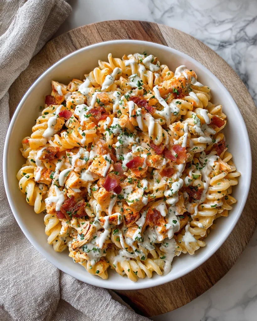 Buffalo Chicken Ranch Pasta Salad