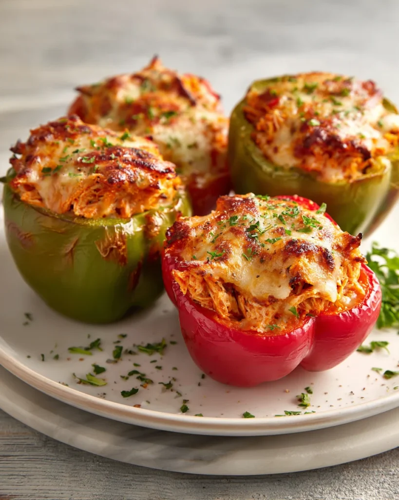 Buffalo Ranch Chicken Stuffed Peppers