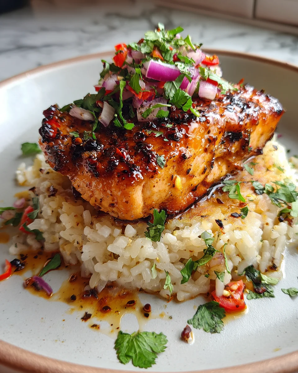 Cajun Honey Salmon Rice Cakes
