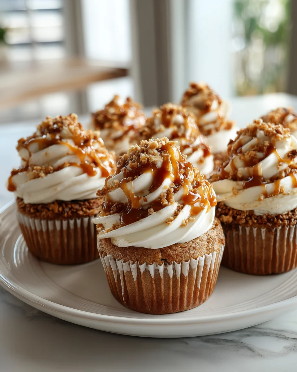 Caramel Banana Crunch Cupcakes
