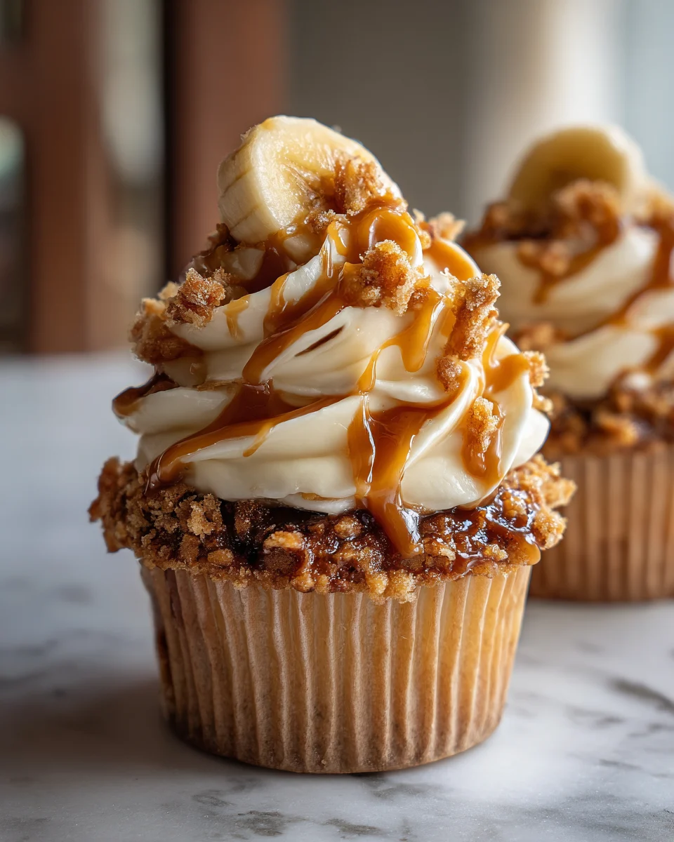 Caramel Banana Crunch Cupcakes