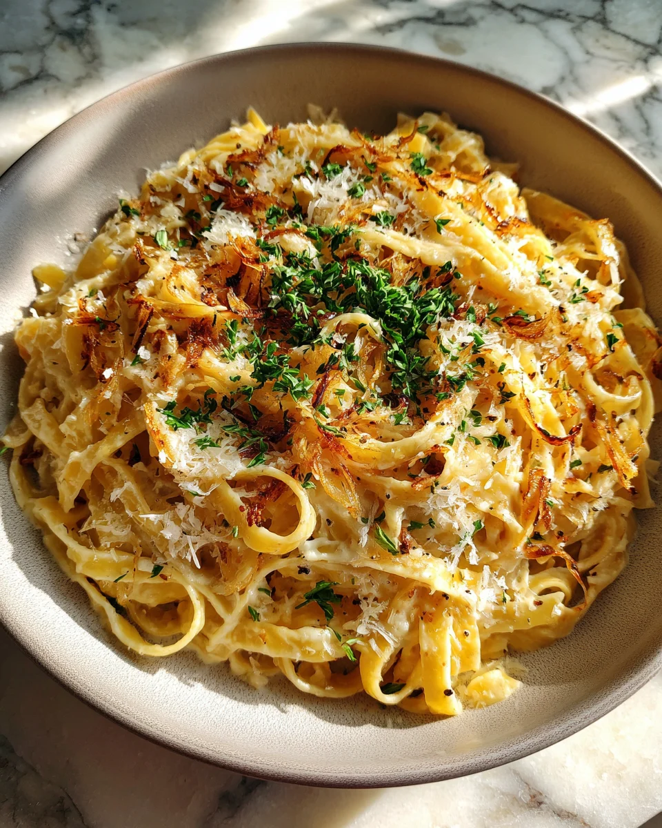 Caramelized Onion Parmesan Fettuccine