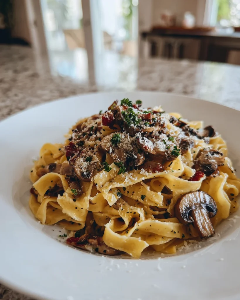 Caramelized Shallot Mushroom Tagliatelle