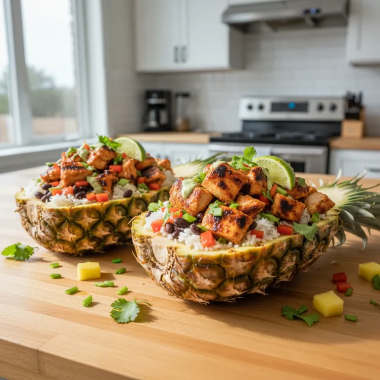 Caribbean Jerk Chicken Pineapple Bowls