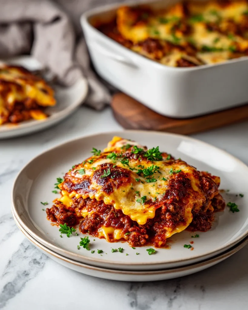 Cheesy Garlic Beef Ravioli Bake