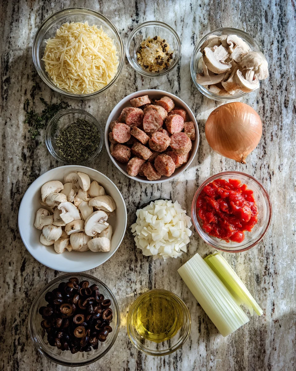 Cheesy Italian Sausage Orzo Skillet