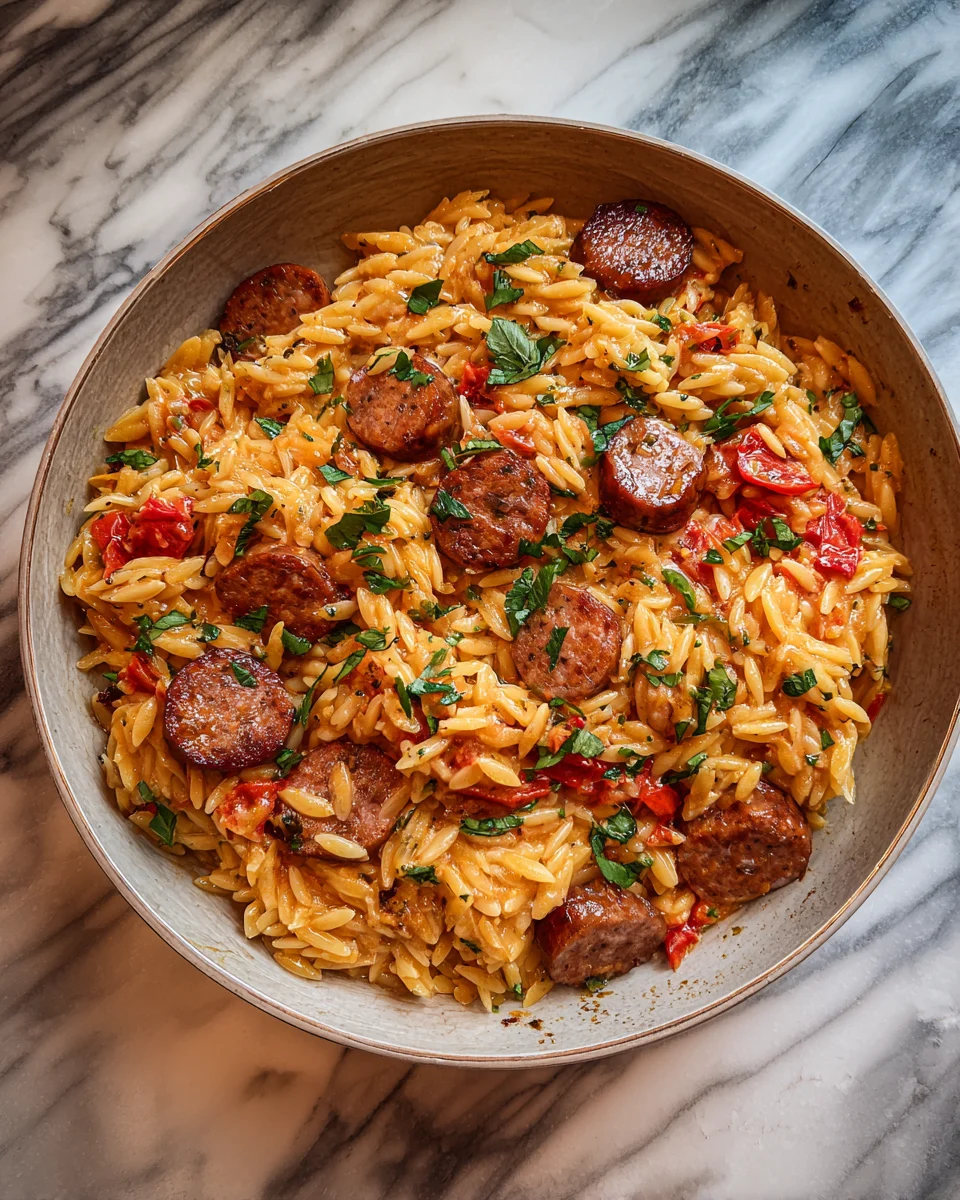 Cheesy Italian Sausage Orzo Skillet