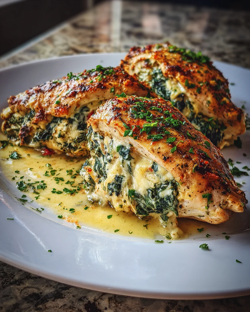 Cheesy Spinach Stuffed Chicken Breasts