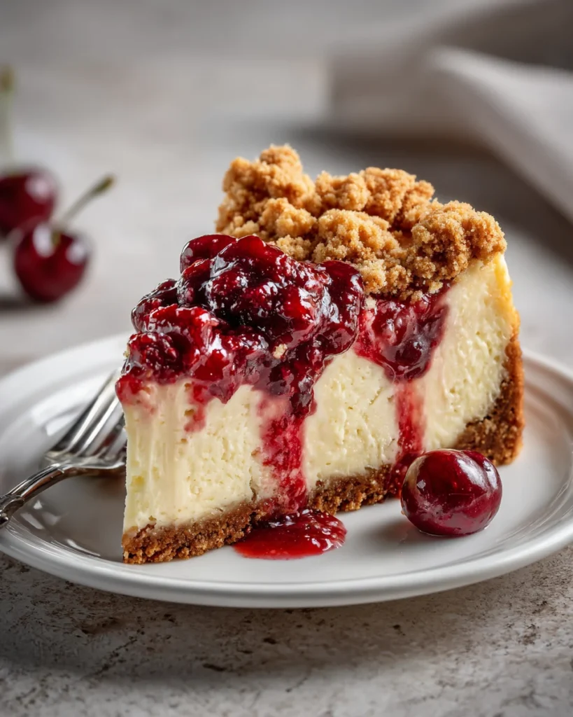 Cherry Vanilla Crumble Cheesecake