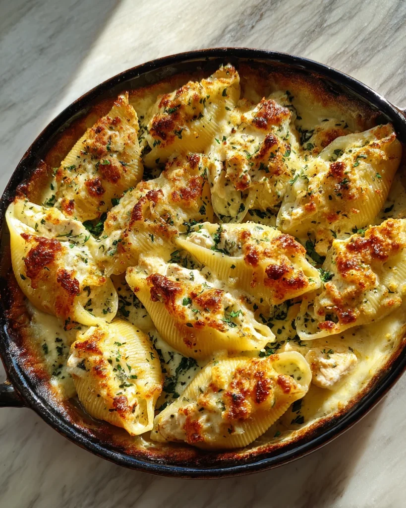 Chicken Alfredo Stuffed Shells Bake