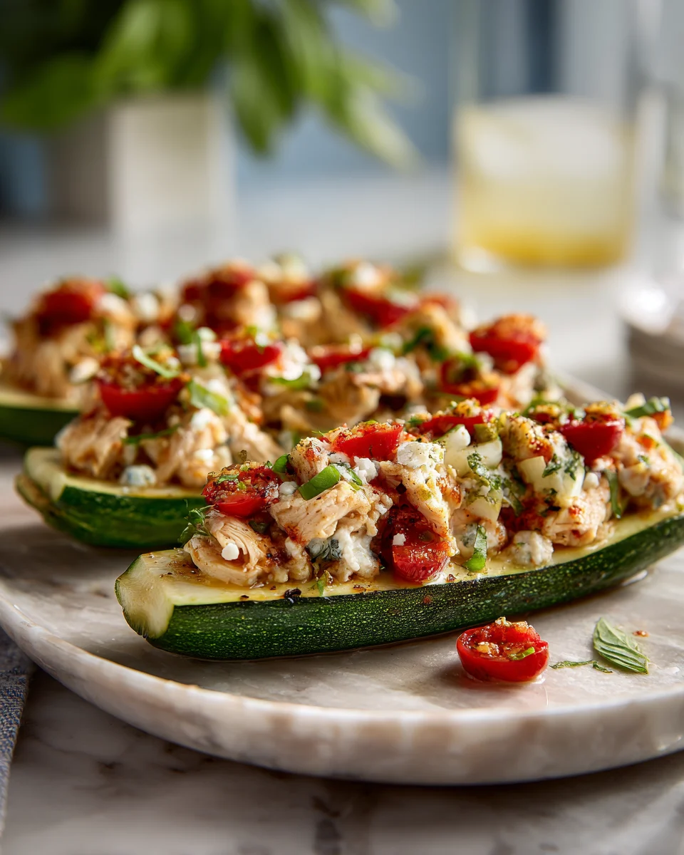 Chicken Bruschetta Stuffed Zucchini