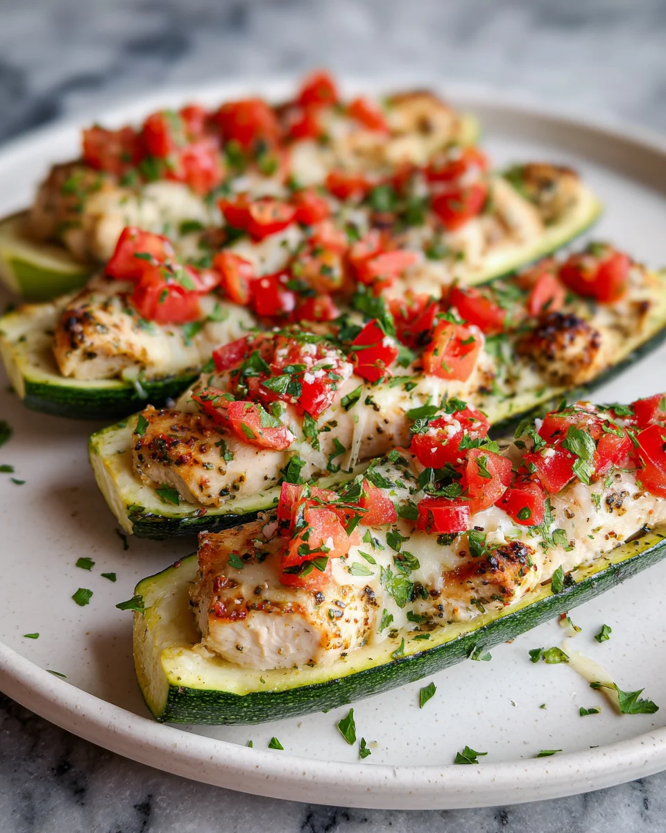 Chicken Bruschetta Stuffed Zucchini
