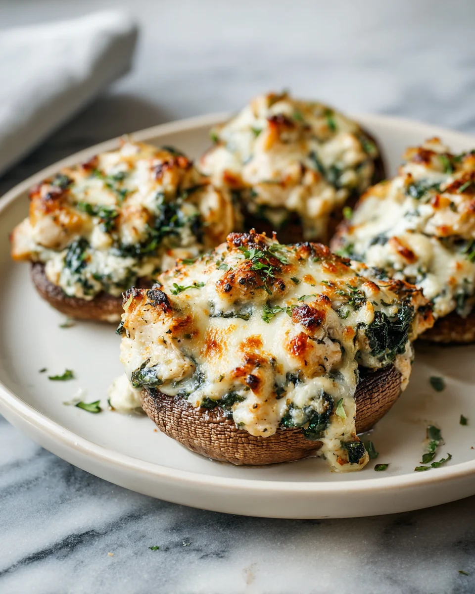 Chicken Florentine Stuffed Portobellos