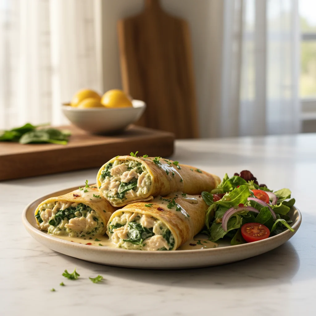Chicken And Spinach Ricotta Crepes